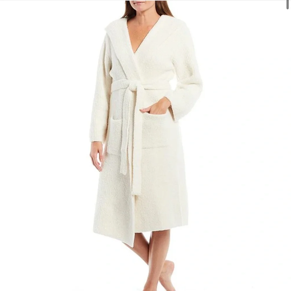 Barefoot Dreams Cozychic Solid Ribbed Hooded Lounge Cozy Robe Size 1